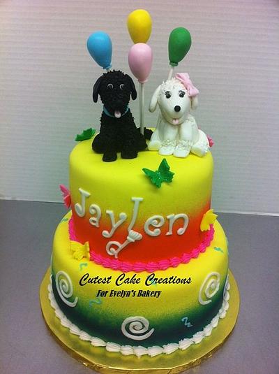 Double puppy birthday cake. - Cake by Evelyn Vargas