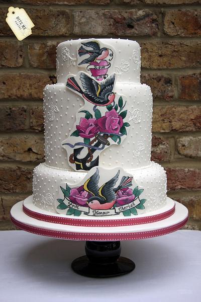 Old Skool Tattoo Art Wedding Cake - Cake by Samantha Pilling