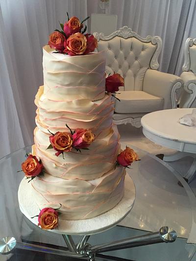 Summer wedding roses and waves - Cake by Totally Caked!