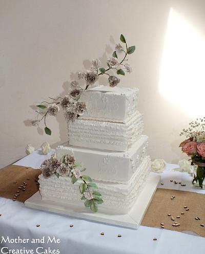 Taupe Wedding - Cake by Mother and Me Creative Cakes