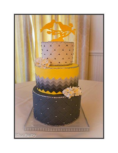 Yellow and Grey Ombre Chevron - Cake by Bliss Pastry