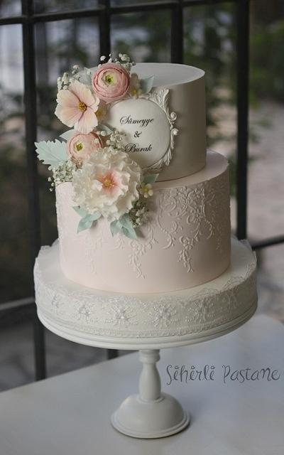 Pink White Wedding Cake - Cake by Sihirli Pastane