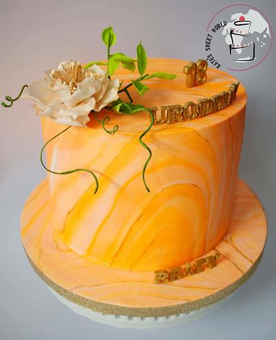Marble and wafer paper flower - Cake by Katarzyna Rarok