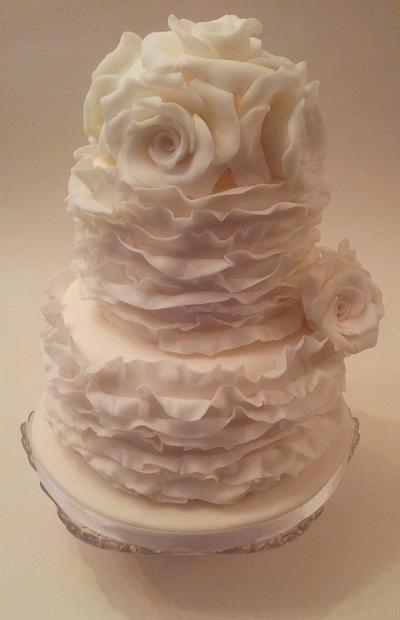 White Ruffle Wedding Cake - Cake by Sarah Poole