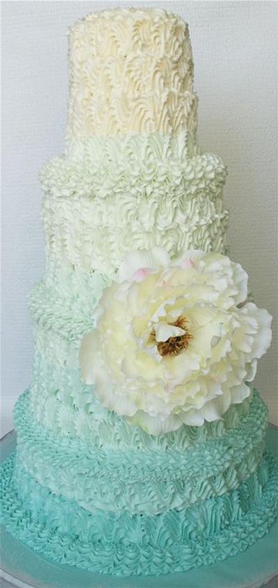 pale turquoise ombre wedding cake by Mili - Cake by milissweets