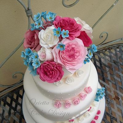 Grace, roses and forget-me-not - Cake by Orietta Basso