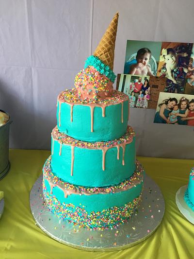 Ice Cream Cone Splatter Cake - Cake by Cakes-by-Ashley