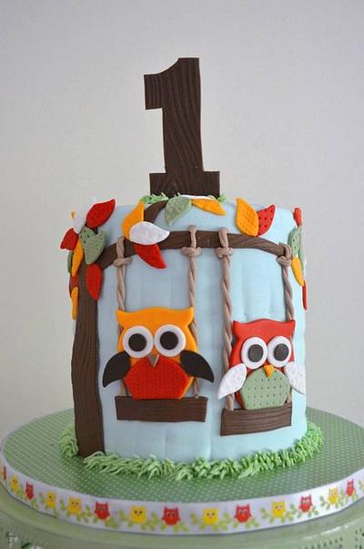 Twin Owls on Swings - Cake by ilovebc2
