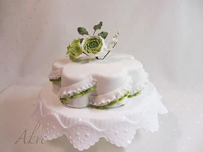 Frilling cake with ranunculus - Cake by akve