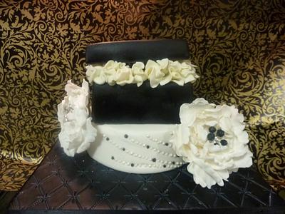 Gift box inspired Black and white 21st birthday cake - Cake by mycakes3
