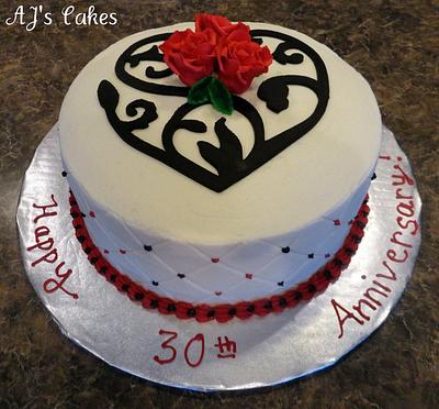Swirly Heart Anniversary Cake - Cake by Amanda Reinsbach
