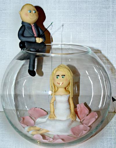 Fishing bowl bride and groom - Cake by Deb-beesdelights