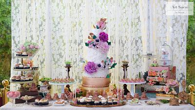 Shabby Chic wedding cake and sweet table - Cake by Art Sucré by Mounia