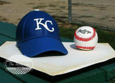 KC Royals Baseball Hat & Baseball Cake - Cake by Julie Tenlen