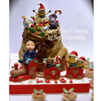 Minions Christmas Sack  - Cake by Mary Ciaramella (Sugar Love & Passion)