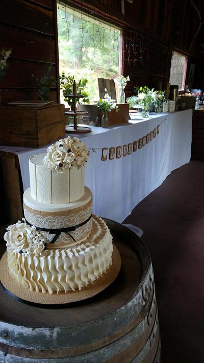 Hessian & Lace Wedding Cake - Cake by Lisa-Jane Fudge