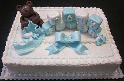 Teddy bear & blocks baby shower - Cake by Steel Penny Cakes, Elysia Smith