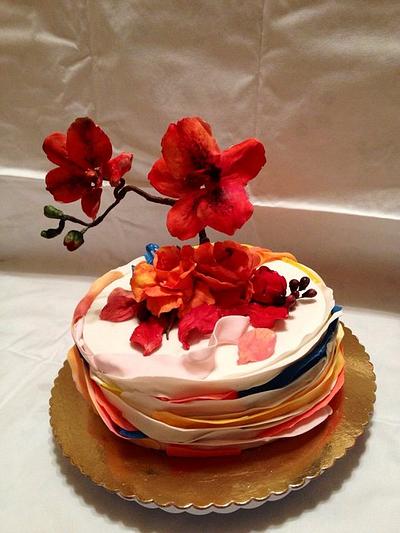 small cake with orchids - Cake by DinaDiana