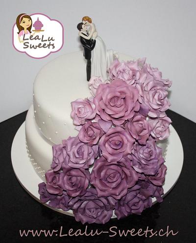 Purple Roses Wedding Cake - Cake by Lealu-Sweets