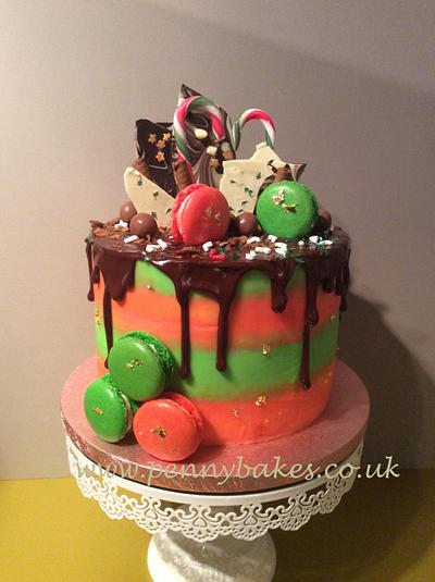 Rainbow Christmas drip cake - Cake by Popsue