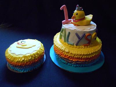 Princess Duck First Birthday Cake & Smash Cake - Cake by Angie Mellen