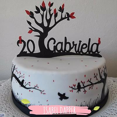 Black Silhouette Birds and trees cake - Cake by Isabel Dapper