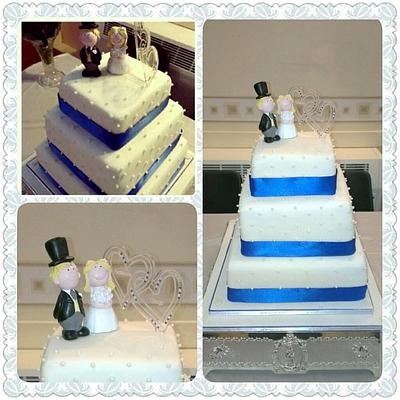 My First Wedding Cake- Royal Blue and Pearls - Cake by Abbi's Cupcakes