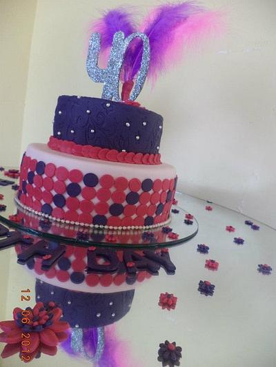 pink purple polka dot cake,,, - Cake by fusion cakes srilanka