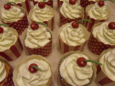 Cherry Bakewell Cupcakes. - Cake by Dulcie Blue Bakery ~ Chris