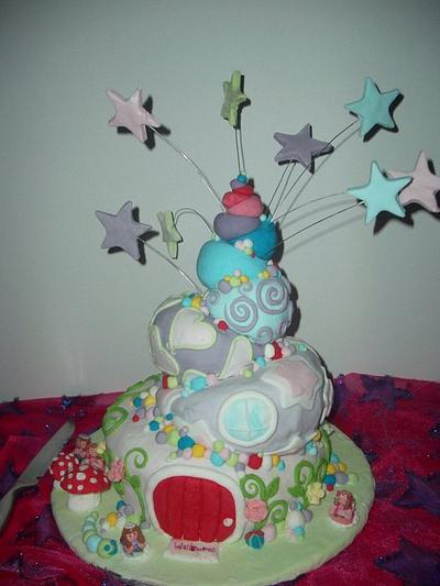 Topsy turvy fairy house cake - Cake by Gobsmacked_cakes