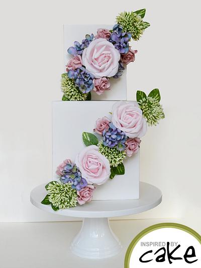 Pretty Pastel Diagonal Blooms - Cake by Inspired by Cake - Vanessa