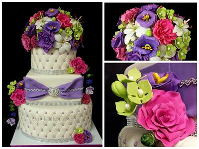 Sugar flowers wedding cake - Cake by gizangel