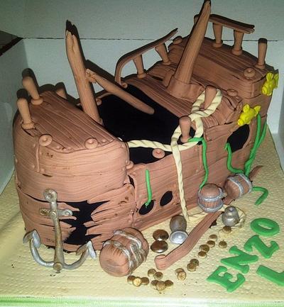 Sunken Pirate Ship - Cake by Lisag
