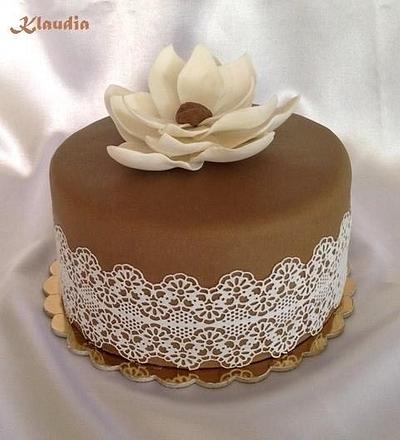birthday cake with magnolia - Cake by CakesByKlaudia