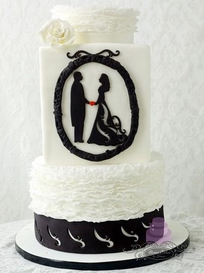 Silhouette wedding cake with ruffles - Cake by Sonia Huebert