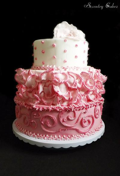 3-tier Ombre Ruffle Engagement Cake - Cake by Eccentry Cakez