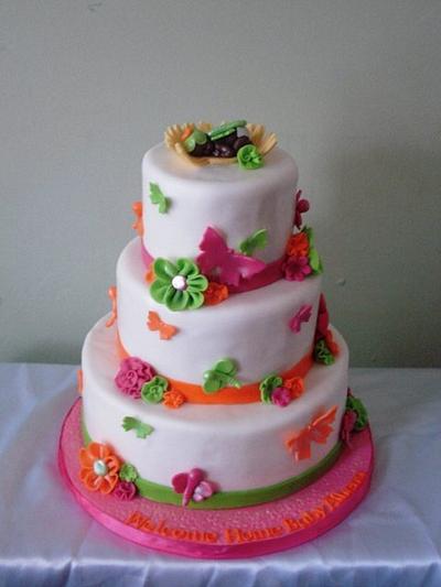 Butterflies & Dragonflies Baby Shower Cake  - Cake by Hakima Lamour 