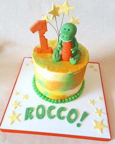 Watercolour Buttercream and a Dino! - Cake by Beth Evans