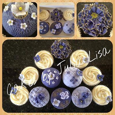 Purple, Lilac & handpainted gold cupcakes - Cake by Cakes by Julia Lisa