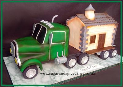 Kenworth Truck and trailer carrying a house Cake - Cake by Mel_SugarandSpiceCakes