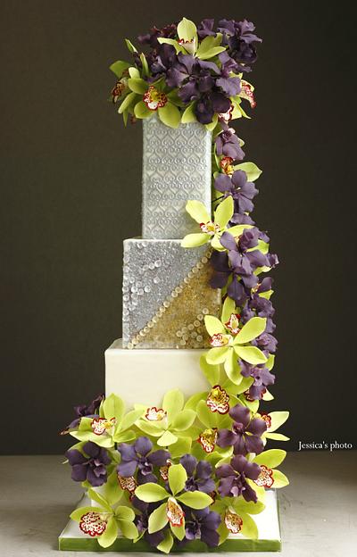 Orchid Cascade Wedding Cake - Cake by Jessica MV