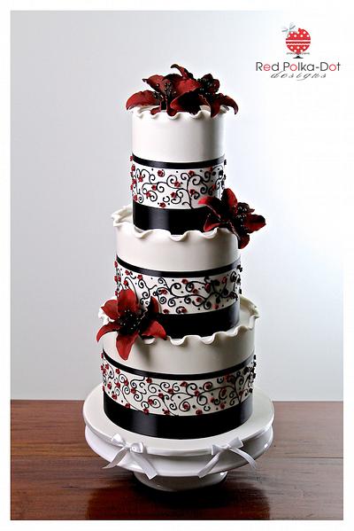 Maroon Lily Wedding cake - Cake by RED POLKA DOT DESIGNS (was GMSSC)