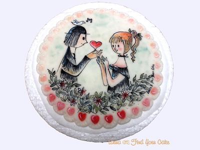 Peynet lovers - Cake by Laura Ciccarese - Find Your Cake & Laura's Art Studio