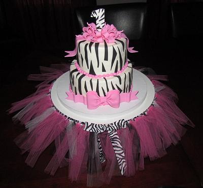 Hot Pink Zebra Print 1st Birthday! - Cake by Jaybugs_Sweet_Shop