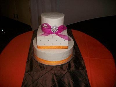 Pink and Orange Wedding - Cake by caymancake