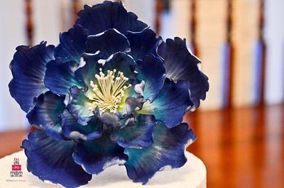 Gumpaste Peacock Inspired Open Peony - Cake by Esther Williams