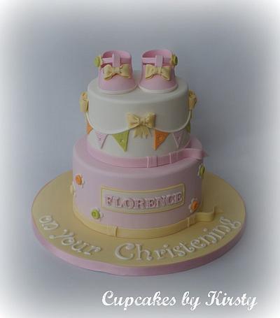 Bunting Christening Cake  - Cake by Kirsty 
