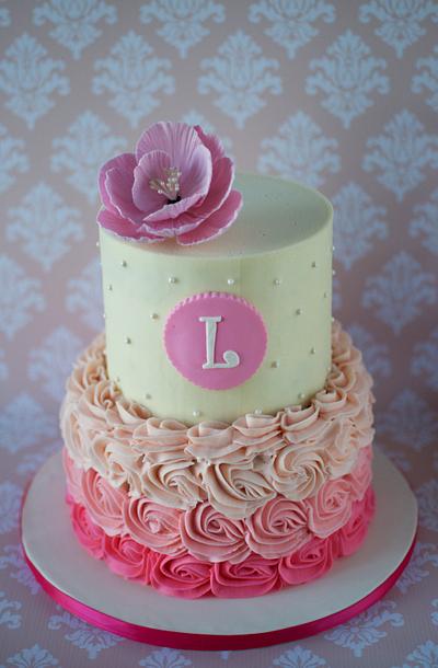 Ombre Baptism Cake for Lily - Cake by Hello, Sugar!