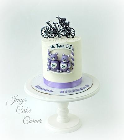 Chocolate Cycles and Teddies for twins.. - Cake by Jeny John