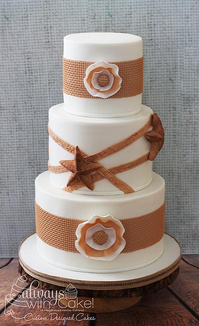 Rustic Burlap - Western Wedding Cake - Cake by AlwaysWithCake